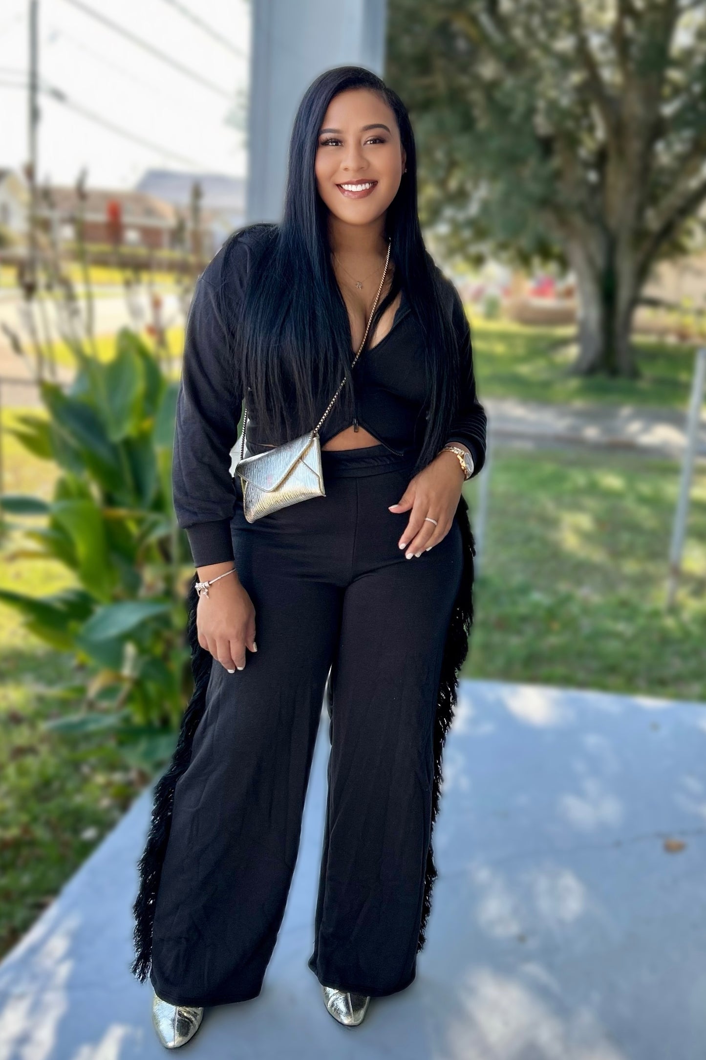 Black Fringe Set