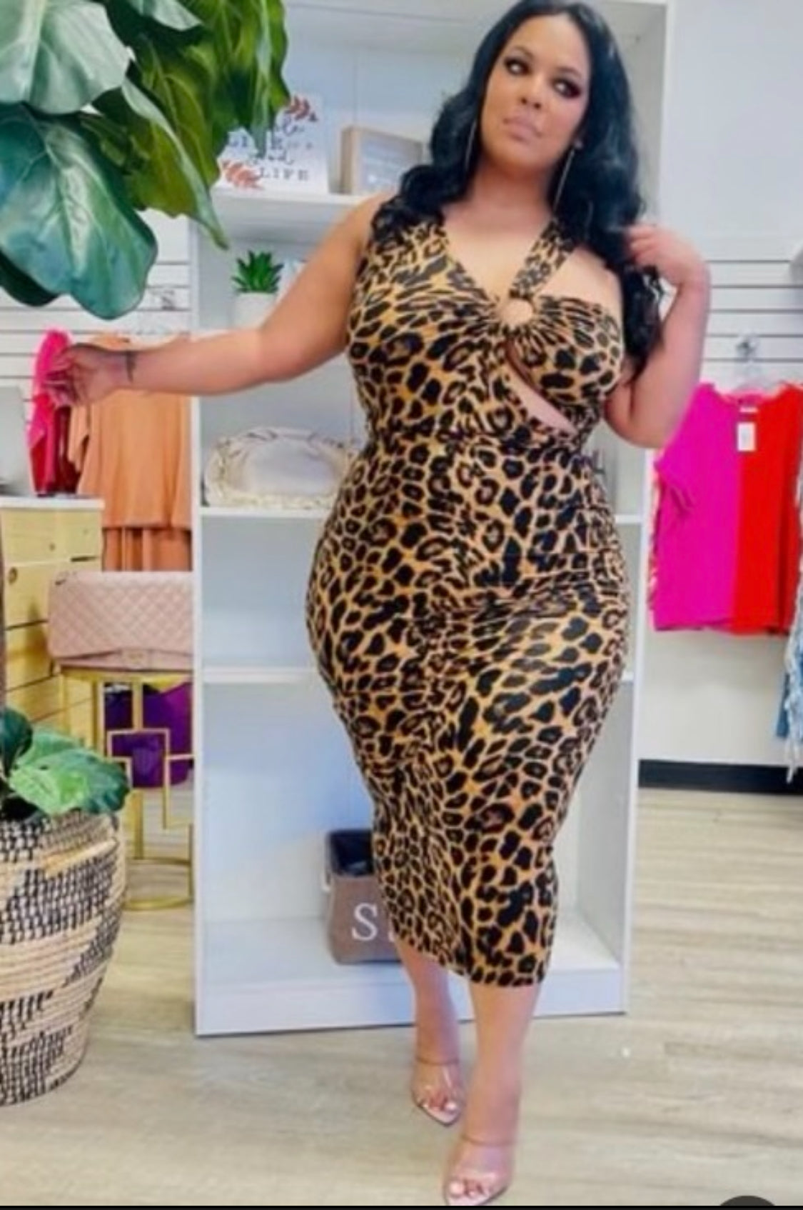 Plus size leopard print bodycon dress hotsell