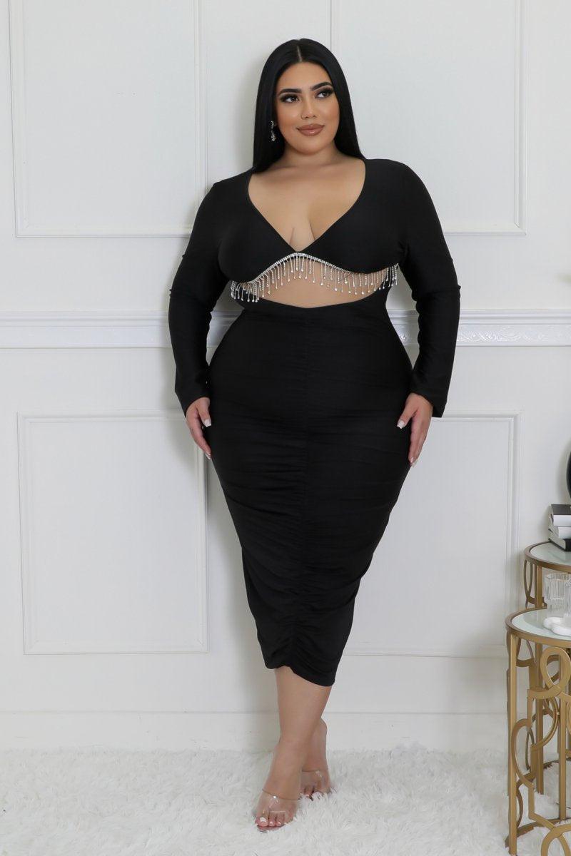 Plus Size Black Cut Out Dress