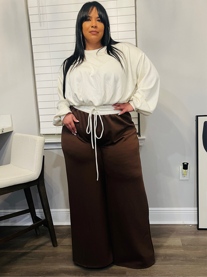 Brown And Beige Pant Set