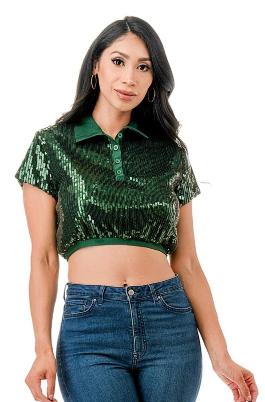 Sequin Emerald Top