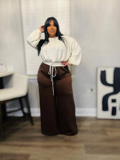 Brown And Beige Pant Set