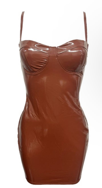 Chocolate Leather Mini Dress